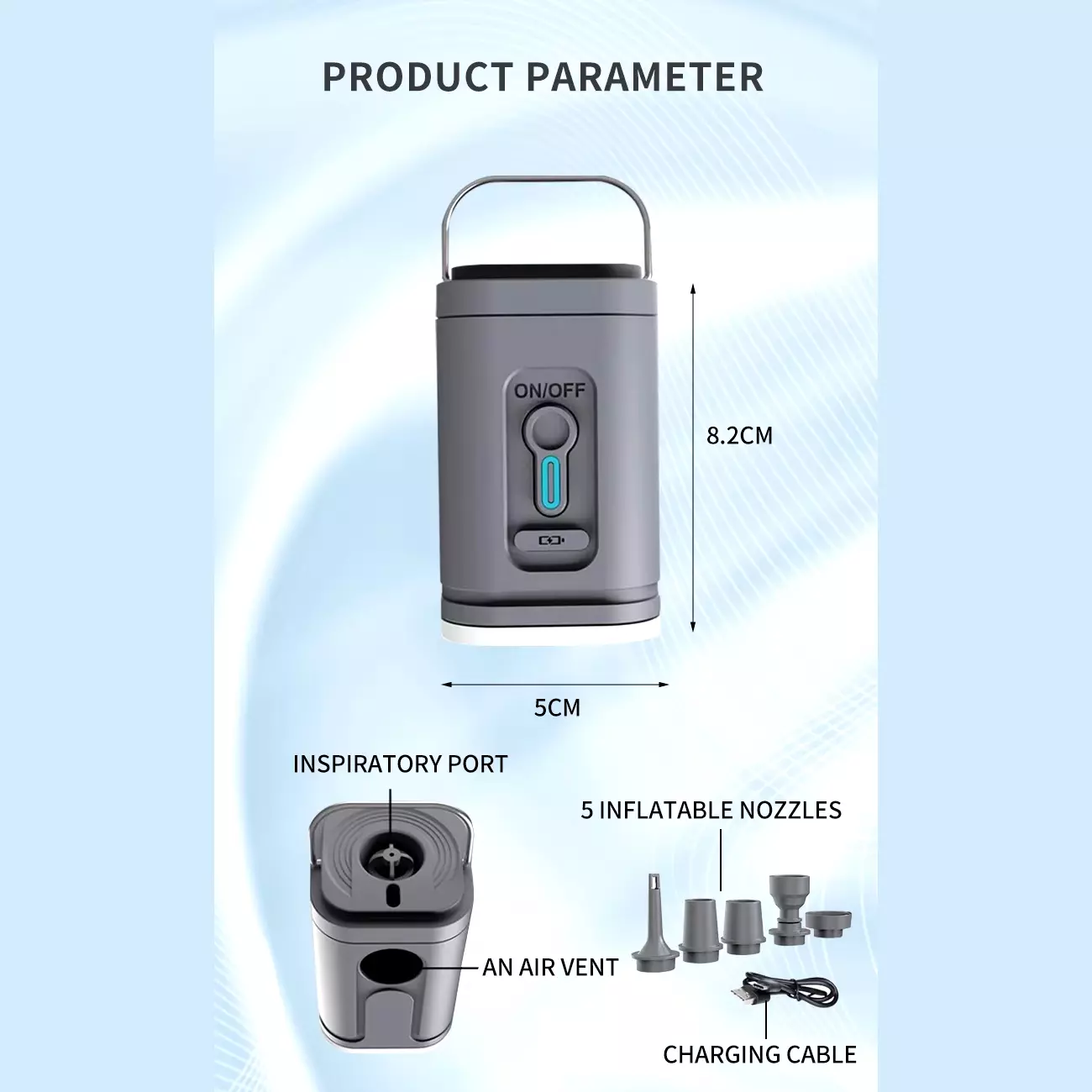 پمپ هوای کوچک و چراغ کمپینگ 66001 (مناسب وکیوم کیف بنج BG-3028 )