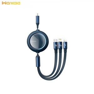 کابل شارژ سریع سه سر بیسوس Baseus Bright Mirror Retractable 100W 1.2m Cable