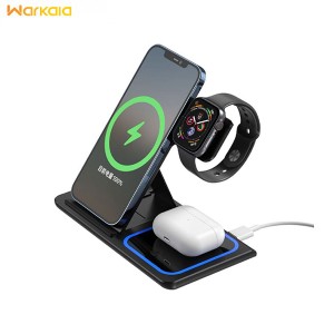 شارژر بی‌ سیم سه منظوره 15 وات ایکس‌او XO 15W Wireless Charger (Watch + Phone + Earphone) WX023