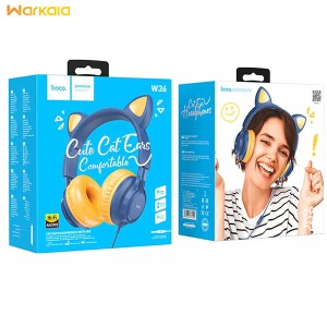 هدفون سیمی کودکان هوکو Hoco Headphones &quot;W36 Cat ear&quot; with mic