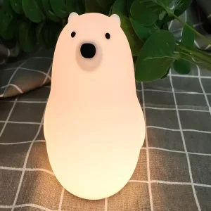 چراغ خواب رومیزی فانتزی قابل شارژ MUID white bear pat lamp silicone