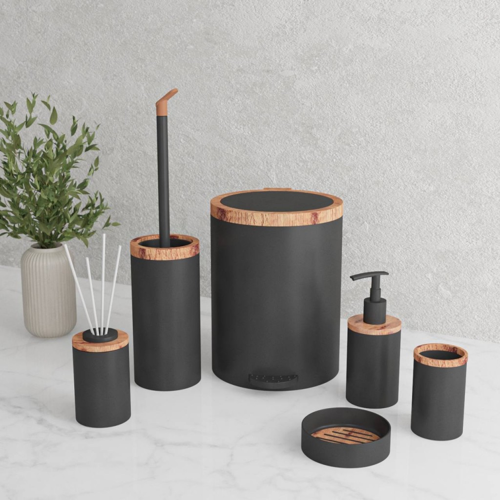 ست بهداشتی طرح چوب مشکی روشا