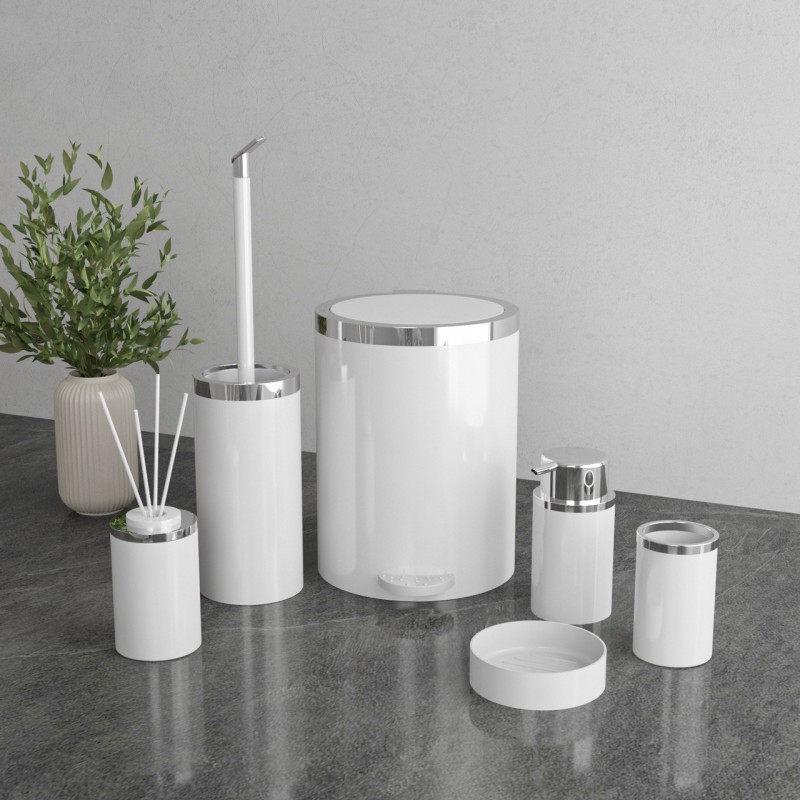 ست بهداشتی پدالی روشا رنگ سفید نقره‌‌ای