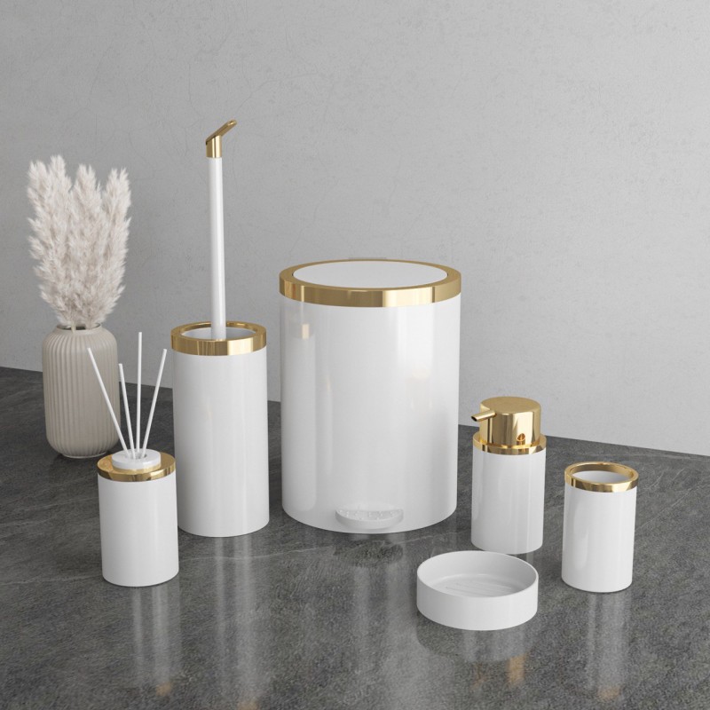 ست بهداشتی پدالی روشا رنگ سفید طلایی