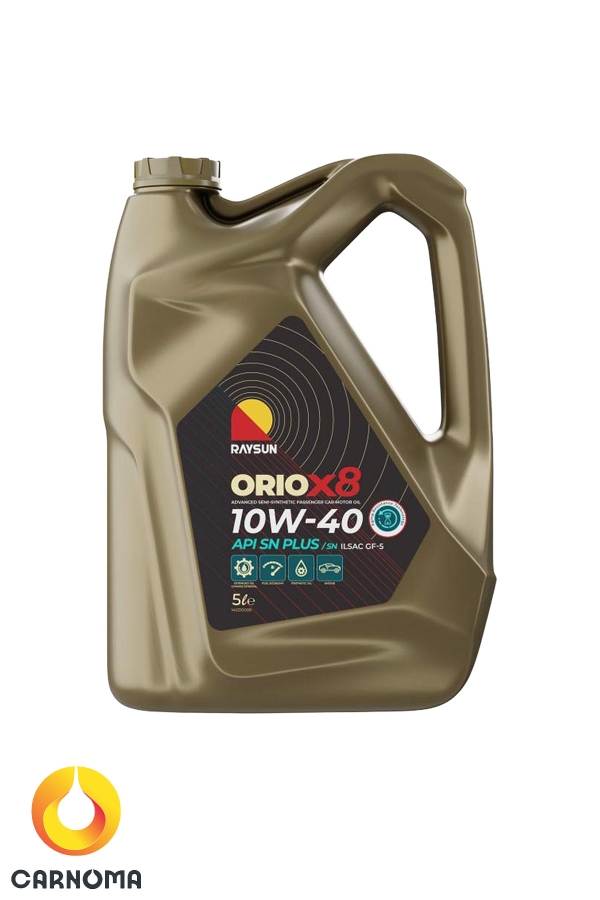روغن موتور ری سان 10w-40 Orio X8 کیفیت SN حجم 5 لیتر