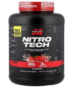 پروتئین وی نیتروتک ماسل‌تک | MuscleTech Nitro-Tech Whey Peptideds (طعم توت‌فرنگی - 1.81 کیلوگرم / 4 پوند)