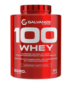 پروتئین وی ۱۰۰٪ گالوانیزه کروم | Galvanize Chrome 100 Whey (طعم توت‌فرنگی خامه - 2280 گرم)