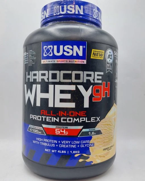 پروتئین وی هاردکور جی‌اچ یواس‌ان | USN Hardcore Whey GH All-In-One Protein Complex (طعم وانیل فرانسوی - 1800 گرم / 4 پوند)