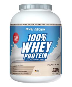 پروتئین وی ۱۰۰ درصد بادی اتک | Body Attack 100% Whey Protein (طعم کوکیز اند کریم - 2300 گرم)