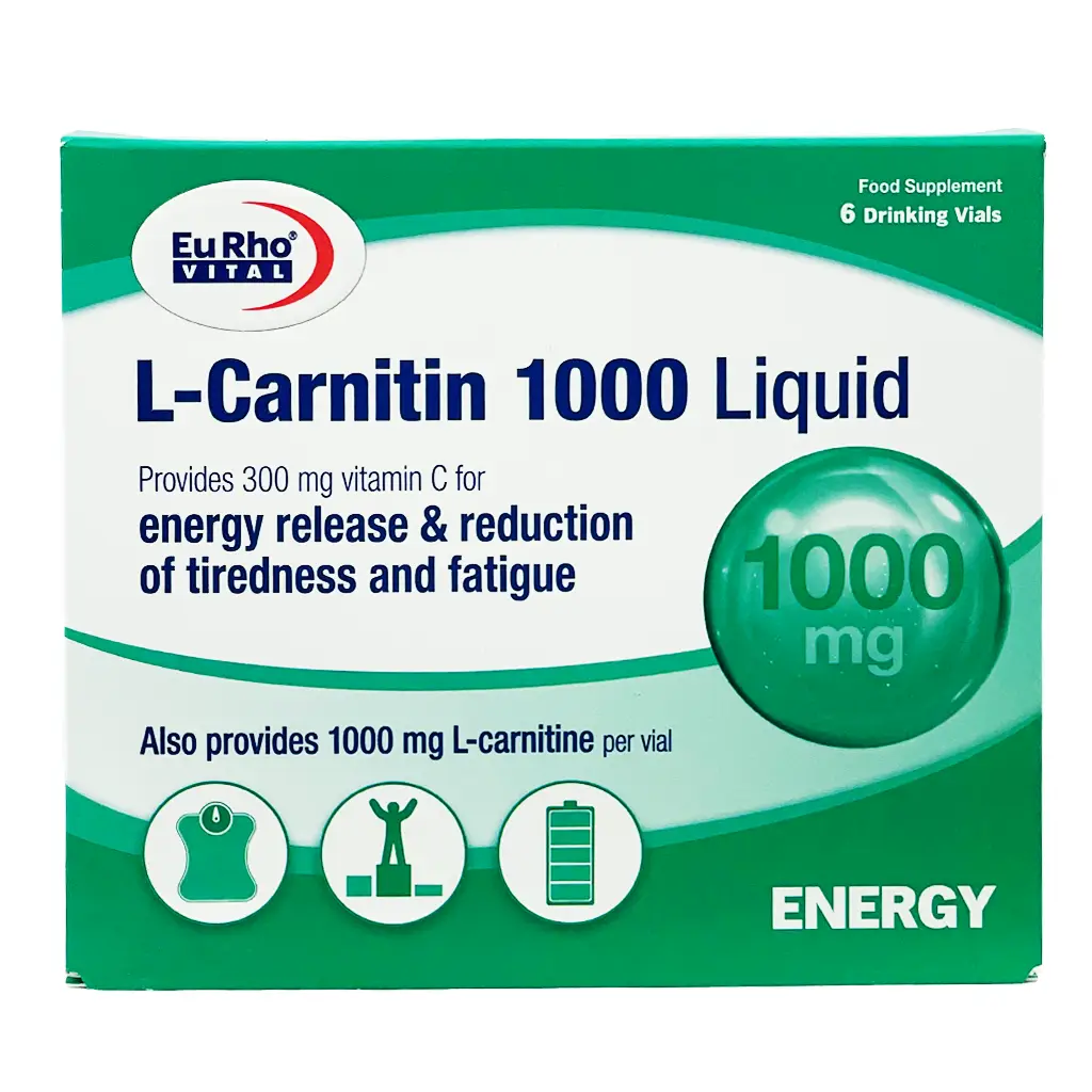 ویال مایع خوراکی ال کارنیتین 1000 میلی گرمی یوروویتال - 6 عددی