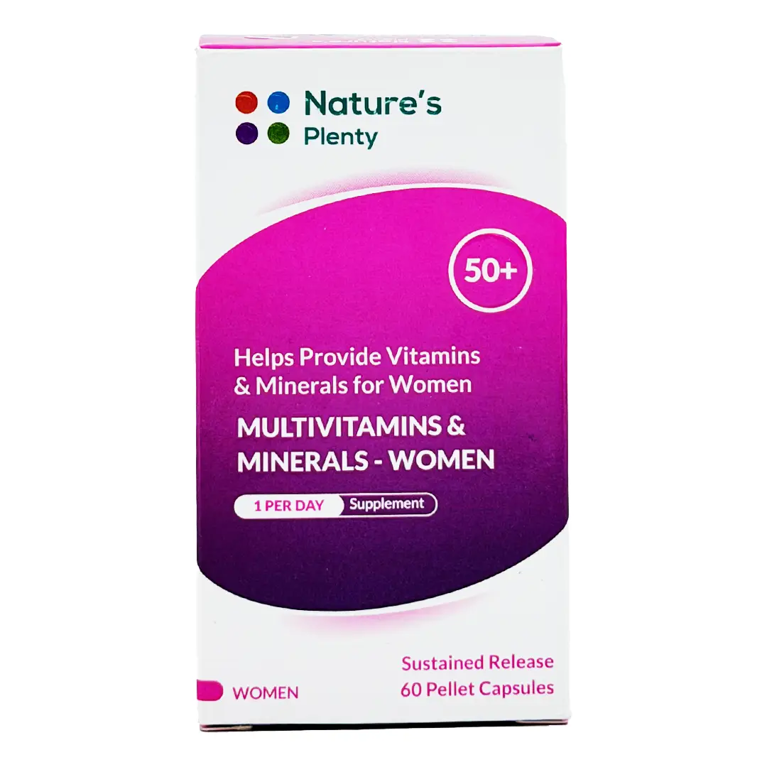 کپسول پلت مولتی ویتامین و مینرال خانم ها +50 سال نیچرز پلنتی - 60 عددی
