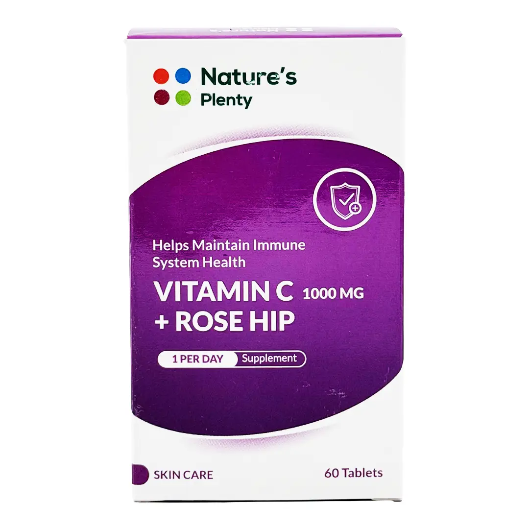 قرص ویتامین ث ( 1000 میلی گرم ) + رز هیپس نیچرز پلنتی - 60 عددی