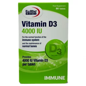 قرص ویتامین د3 یوروویتال 4000 واحدی - 60 عددی