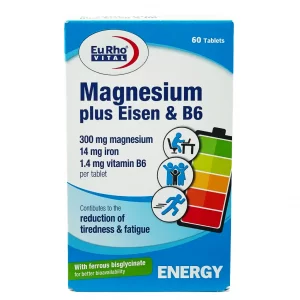 قرص منیزیم + آهن + ب6 یوروویتال - 60 عددی