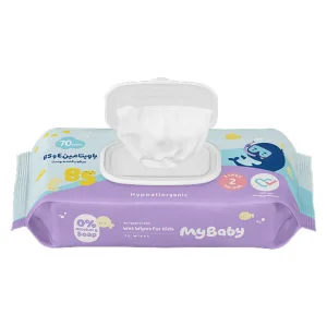 دستمال مرطوب کودک انواع پوست حاوی ویتامین E و B5 مای بی بی - 70 عددی
