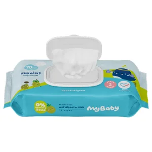 دستمال مرطوب کودک حاوی روغن زیتون مای بیبی - 70 عدد