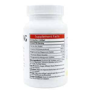 سافت ژل زینک پلاس ویتامین دی 1000 آنتی ای جینگ - 30 عددی