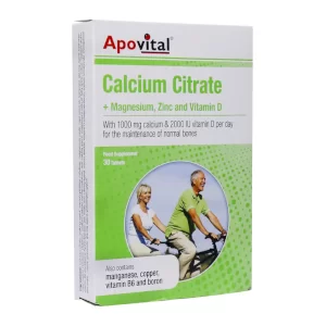 قرص کلسیم سیترات + منیزیم + زینک + ویتامین دی آپوویتال 30 عددی