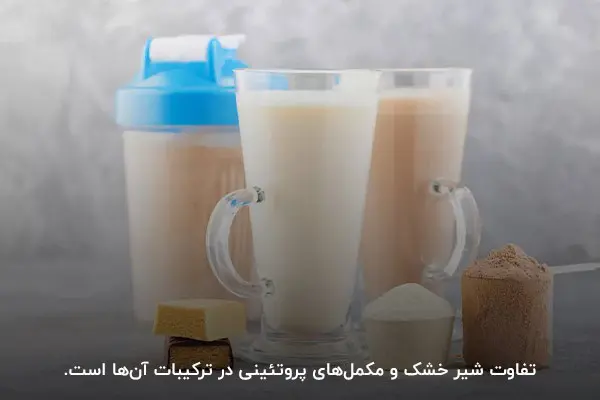 ترکیبات متفاوت؛ تفاوت شیر خشک و مکمل‌های پروتئینی بدنسازی
