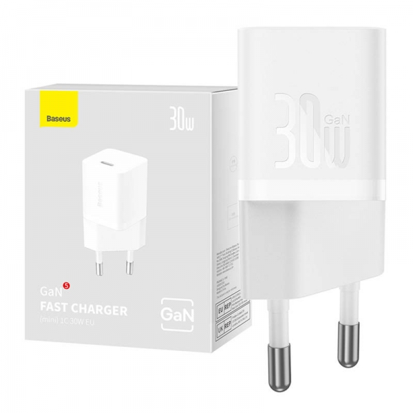 آداپتور فست شارژ باسئوس مدل Baseus GaN5 Fast Charger(mini) 1C 30W CCGN070502