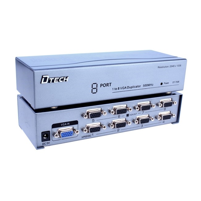 اسپلیتر VGA هشت پورت دیتک مدل DT-7508 با کیفیت 500 مگاهرتز