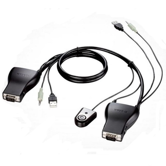 سوییچ KVM دو پورت USB دی لینک مدل KVM-222 با جک 3.5 میلی‌متری صدا
