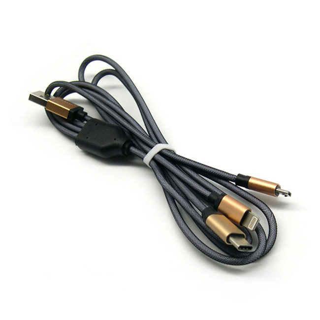 کابل تبدیل USB به microUSB/USB-C/لایتنینگ ارلدام مدل ET-885 طول 1 متر