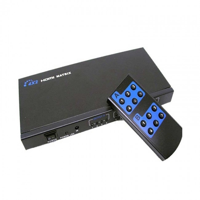 ماتریکس سوئیچ 2 به 4 HDMI لنکنگ مدل LKV342 همراه با ریموت کنترل