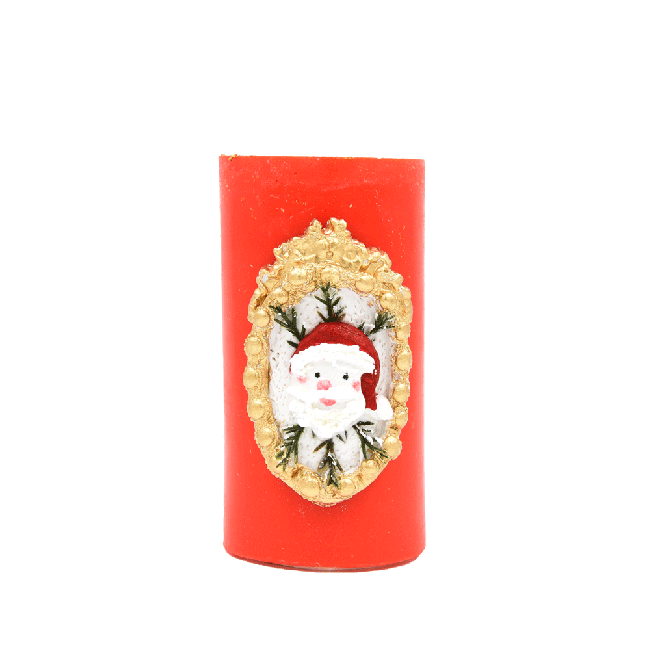 جا شمعی استوانهای بابانوئل (قرمز)