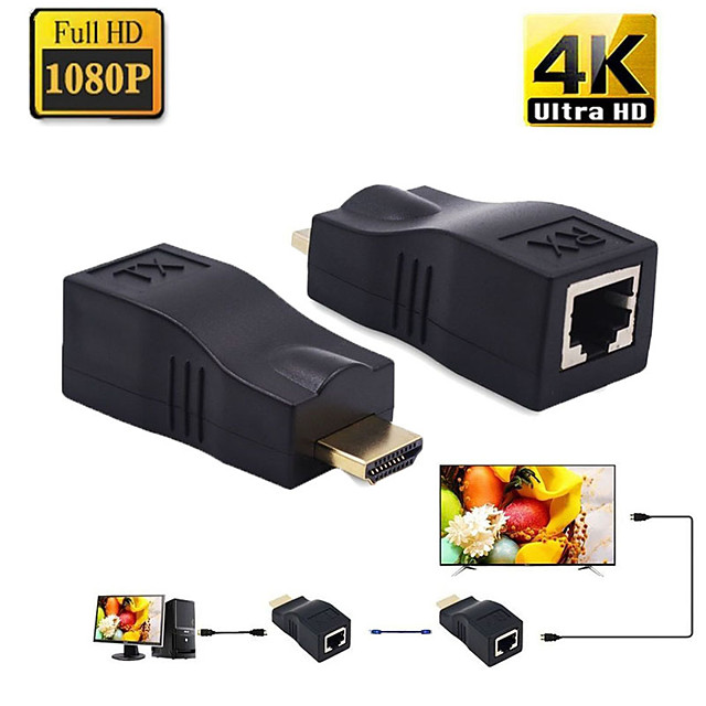 اکستندر hdmi  با کابل شبکه 30 متر  HDMI Extender Over CAT5e/6 Network Ethernet Adapter