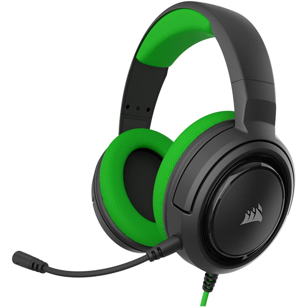 هدست مخصوص  بازی کورسیر Corsair HS35 Stereo Green Gaming Headset