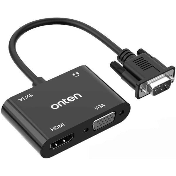 تبدیل vga به hdmi و vga پاوردار اونتن مدل Onten OTN-5138HV VGA to FHD HDMI + VGA