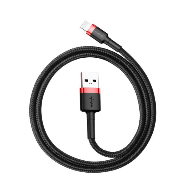 کابل USB به لایتنینگ باسئوس Baseus cafule Cable USB For lightning 2.4A 0.5M Red+Black