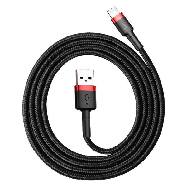 کابل USB به لایتنینگ باسئوس  Baseus cafule Cable USB For lightning 2.4A 1M Red+Black