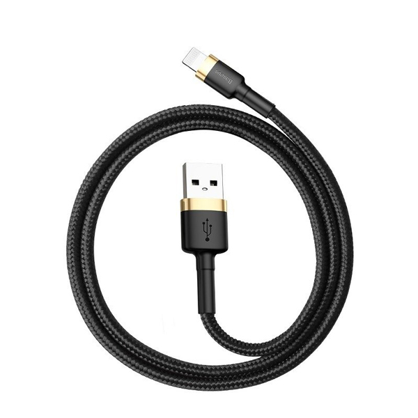 کابل USB به لایتنینگ باسئوس  Baseus cafule Cable USB For lightning 2.4A 1M Gold+Black