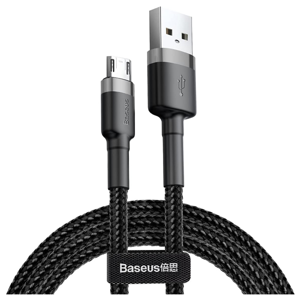 کابل USB به  MICRO  باسئوس Baseus cafule Cable USB For Micro 2A 3m Gray+Black