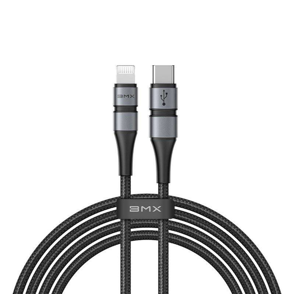 کابل TYPE_C به لایتنینگ  باسئوس BMX Double-deck MFi certified Cable Type-C to Lightning PD 18W 1.2m Gray+Black