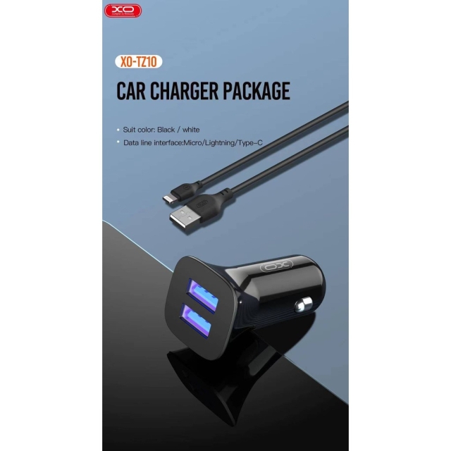 شارژر فندکی ماشین ایکس او مدل 12W PC Dual USB car charger for  typec-c XO-TZ10