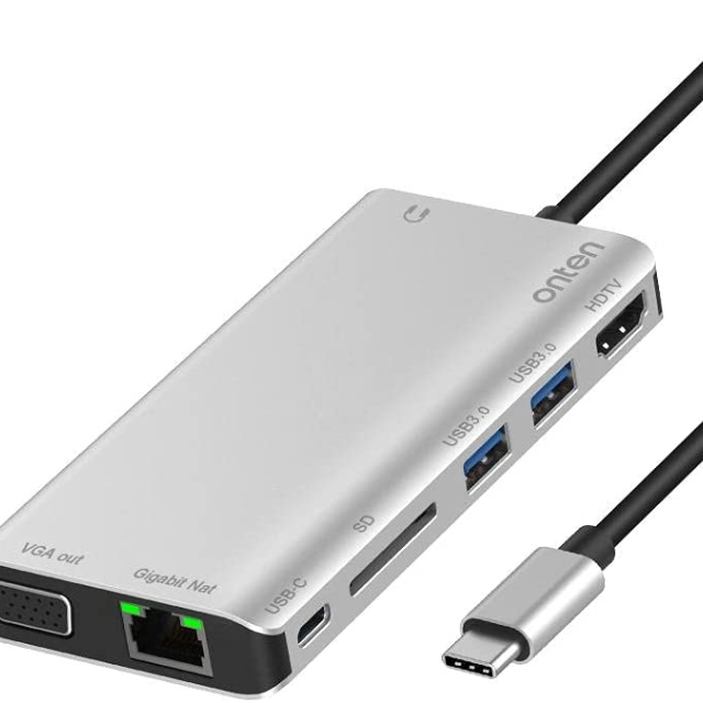 داک هاب استیشن8 کاره اونتن مدل type-c to hdmi/vga/usb3.0*2/type-c*1/SD/RJ45 dock station OT-9591B