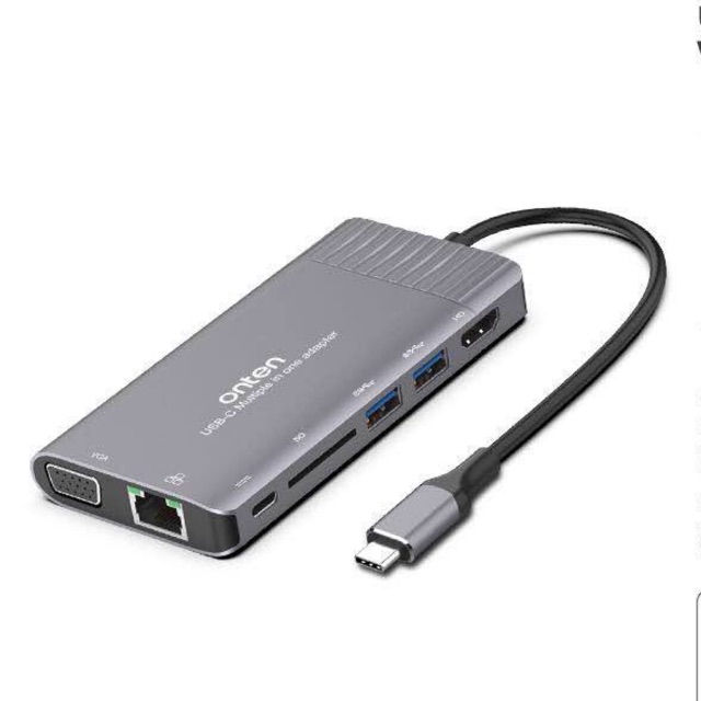 مبدل TYPE-C اونتن مدل type-c to hdmi/vga/usb3.0*2/PD*1/SD RJ45 OTN-95117