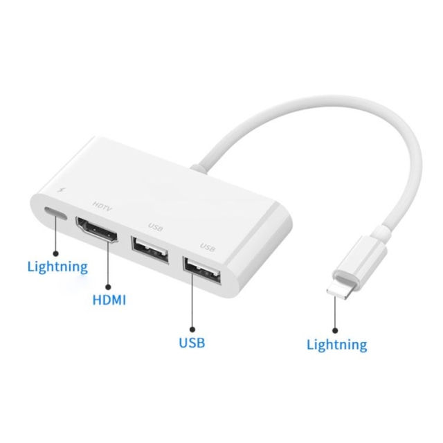 دستگاه تبدیل Lightning به HDMI/ USB3.0*2 با منبع تغذیه اونتن مدل OTN-75216