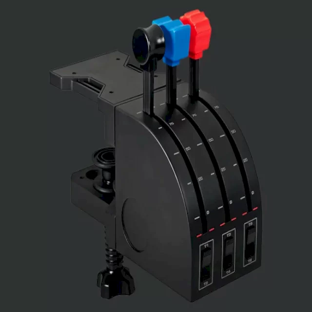 اهرم های محور شبیه سازی حرفه ای ربع دریچه گاز FLIGHT THROTTLE QUADRANT PROFESSIONAL SIMULATION AXIS LEVERS LOGITECH