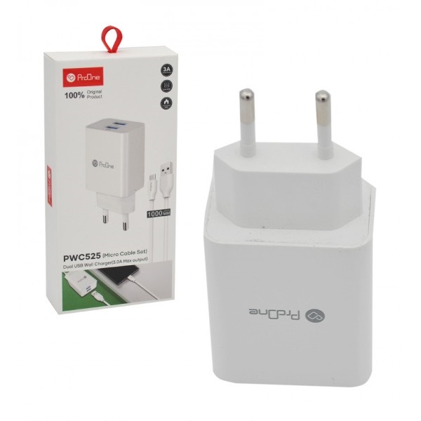شارژر دو پورت 2.4 آمپر پرووان مدل ProOne 2.4 Dual USB Travel Charger PWC515