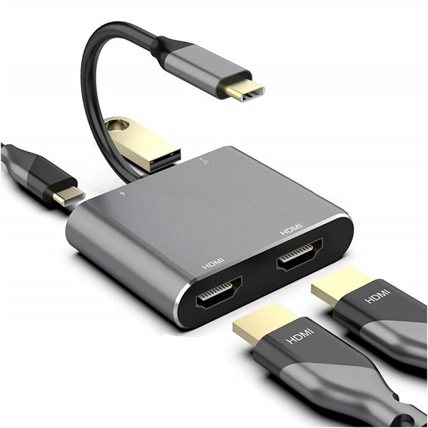 مبدل USB-C به HDMI اونتن مدل Onten 4 in 1 USB-C / Type-C to Dual HDMI + USB 3.0 4K HD Video Converter ONT-9175K