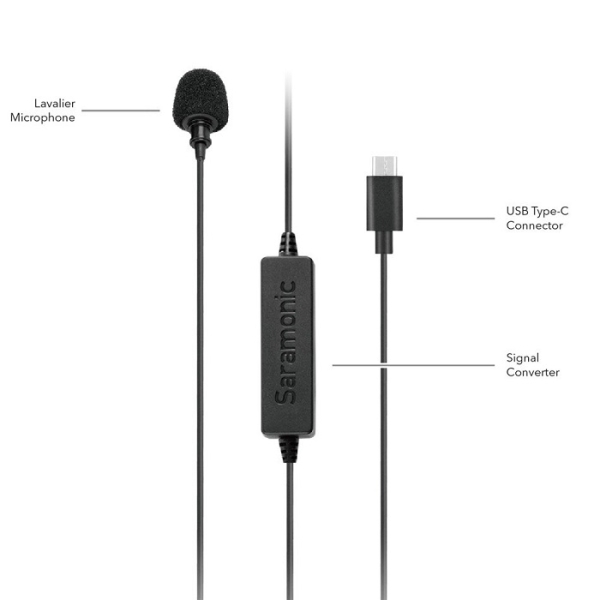میکروفون یقه ای موبایل سارامونیک مدل Saramonic Lavalier USB-C Microphone LavMicro UC