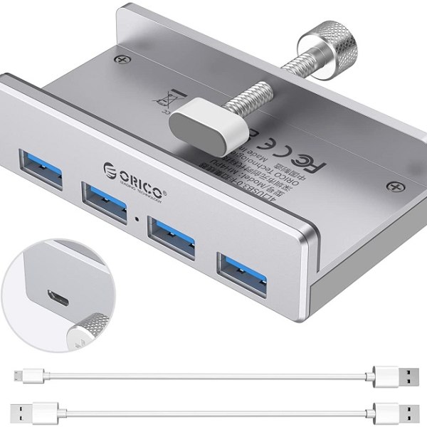 هاب USB 3.0 فلزی Clip Type مدل ORICO Aluminum Alloy 4 Port USB3.0 Clip-type HUB MH4PU-P