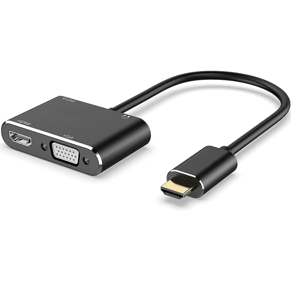 مبدل HDMI به VGA و HDMI با  کابل صدا مدل HDMI To HDMI and VGA Splitter With Audio HT090