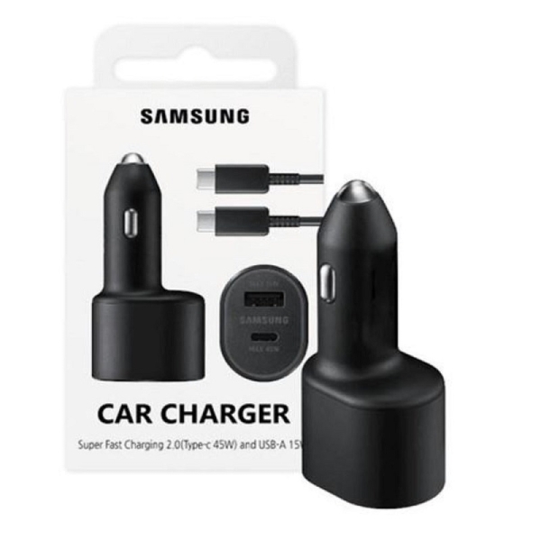 شارژر فندکی دو پورت 45 وات  سامسونگ (Samsung Super Fast Dual Car Charger (45W+15W