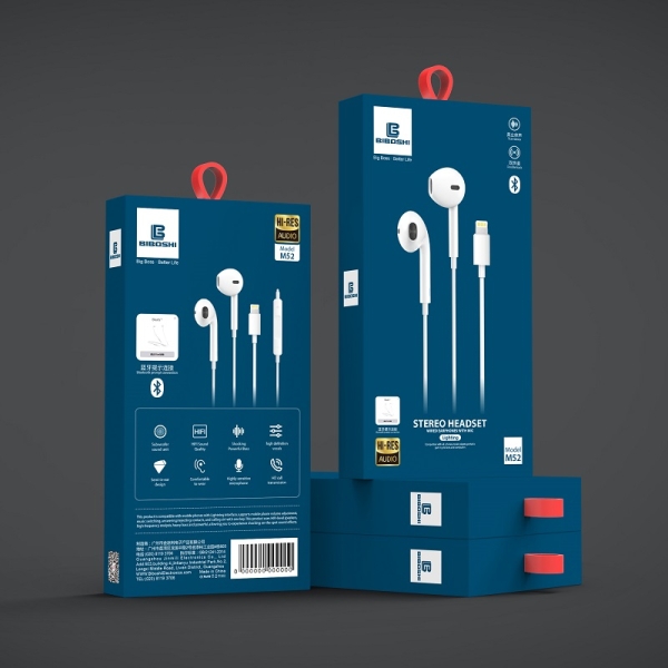 هندزفری باسیم لایتنینگ بیبوشی مدل Biboshi Wired Earbuds Lightning Connector M52