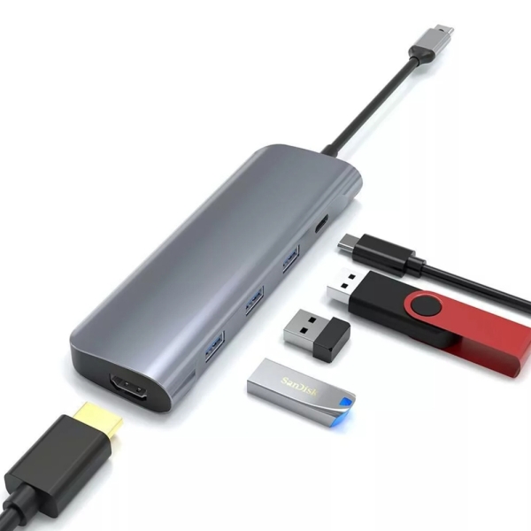هاب 5 پورت تایپ سی مدل Type-c To HDMI 5 In 1 Adapter HT-C05-1